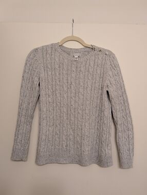 croft & barrow Light Gray Cable Knit Cotton Crew Sweater
